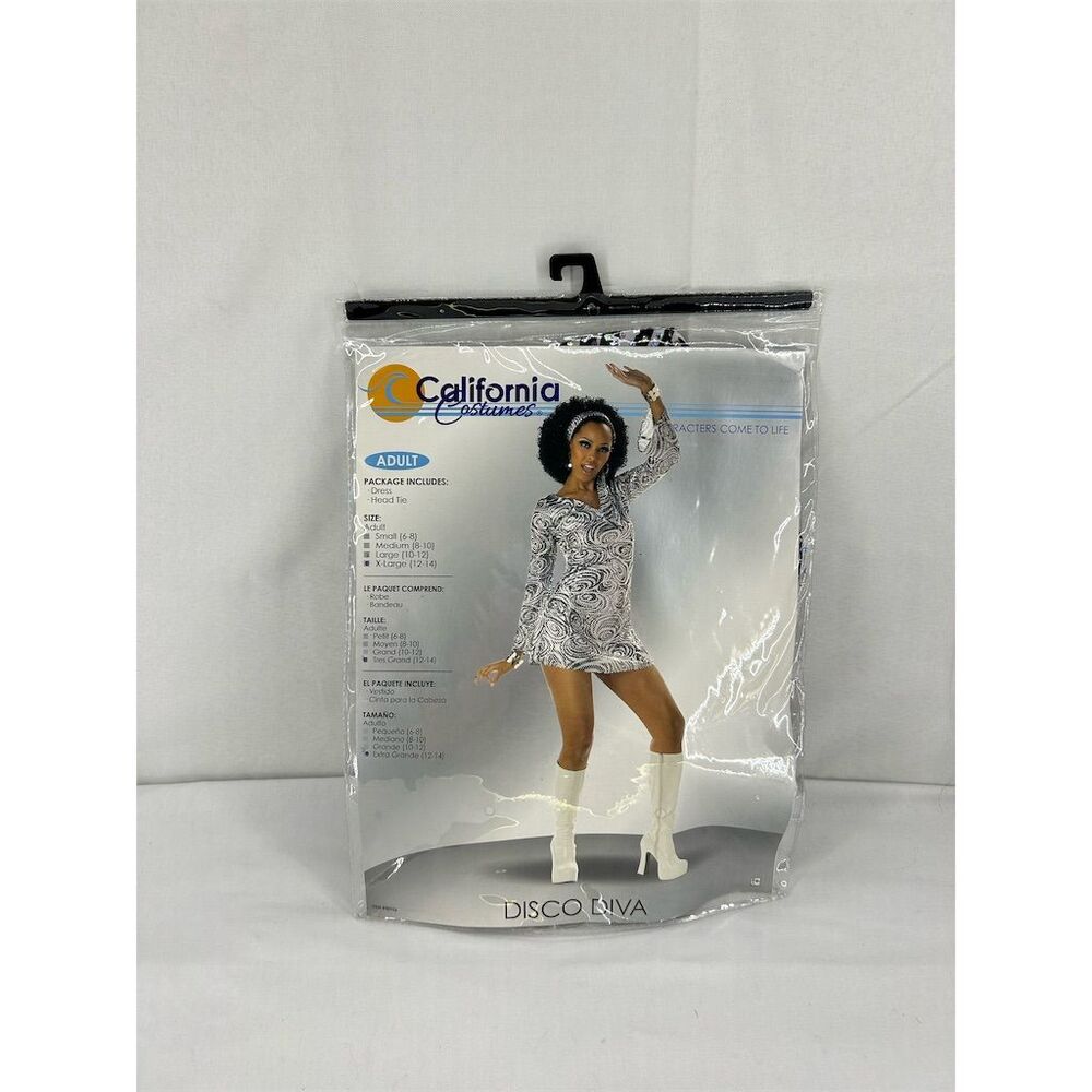 California Costumes Women's Disco Diva XL Silver 2-Piece Set. Fits like a lg!